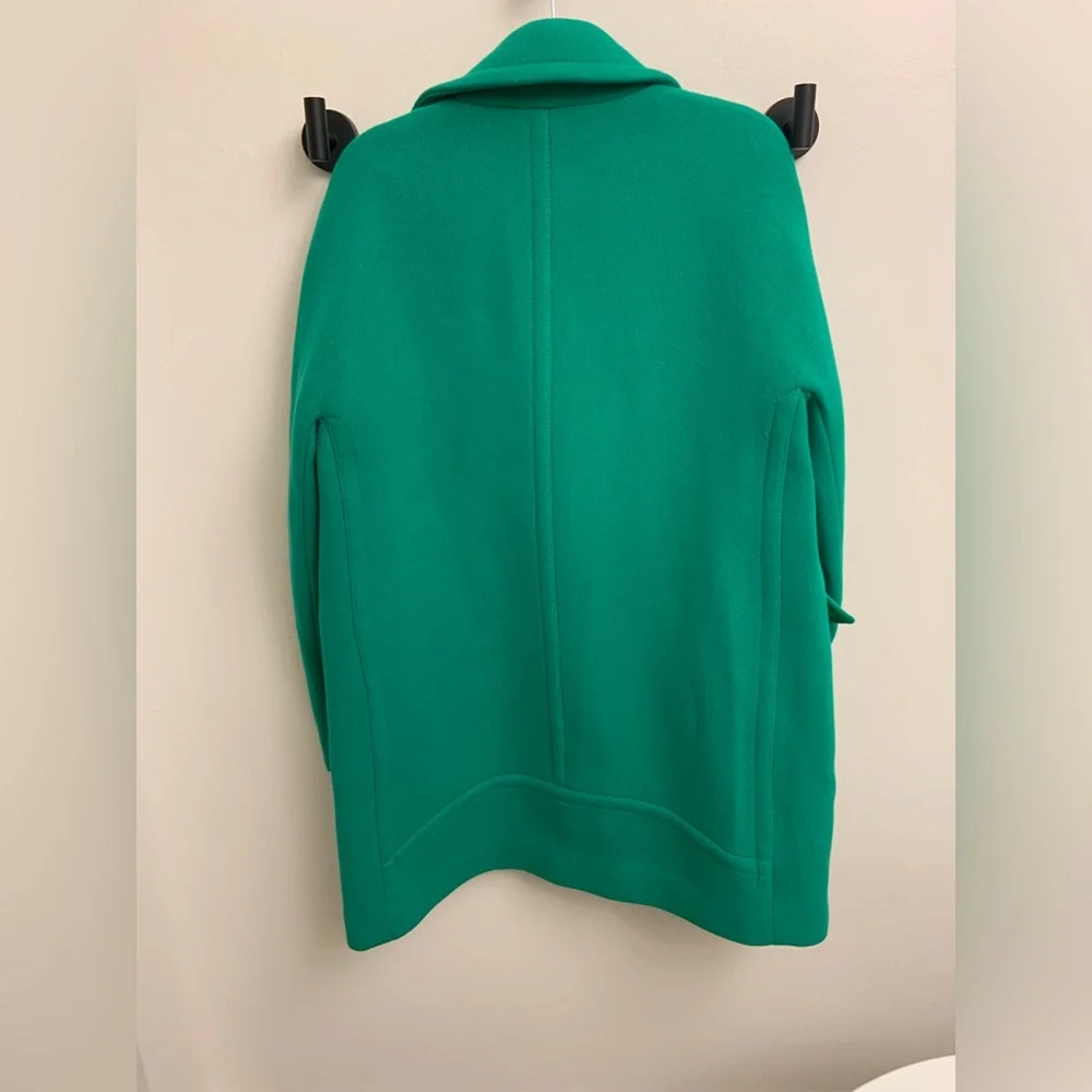 J Crew Women’s Wool Blend Emerald Green Long Two Way Zip Coat Jacket Size 12 - Picture 10 of 16